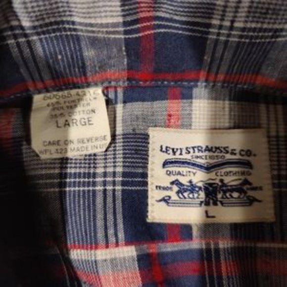 Vintage Levi Plaid Button Down 1970's Men's Large - Picture 11 of 12